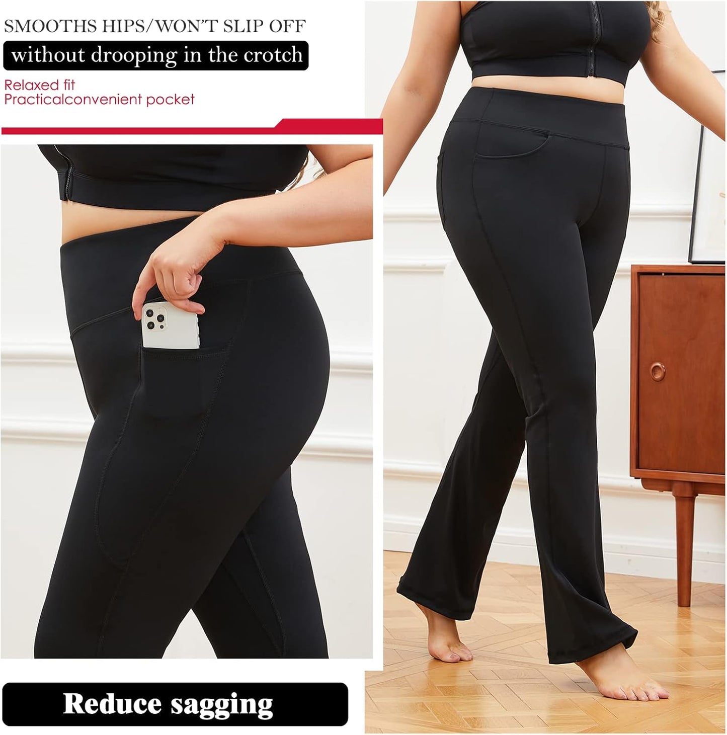 plus Size Dress Yoga Pants High Waisted Stretch Bootcut Flared Leg Pants for Workout Work