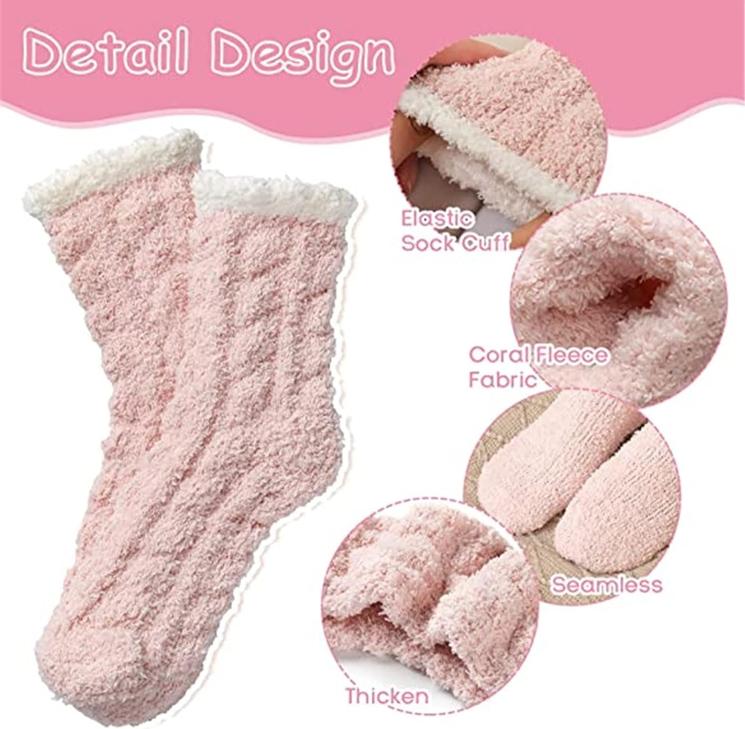 5 Pairs Fuzzy Socks for Women, Warm Soft Fluffy Socks Winter Thick Cozy Plush Slipper Socks