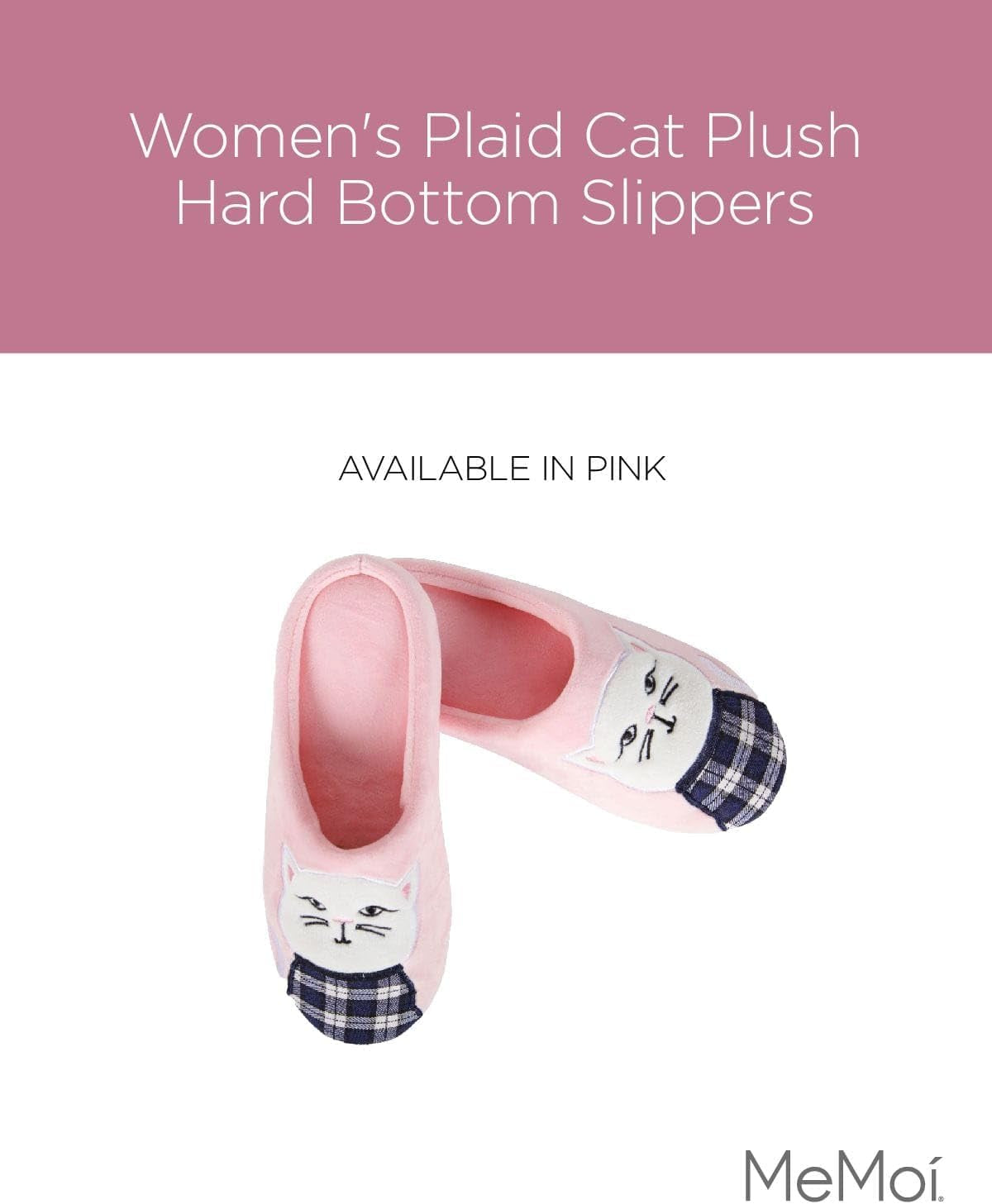 Women'S Plaid Cat Plush Hard Bottom Slippers