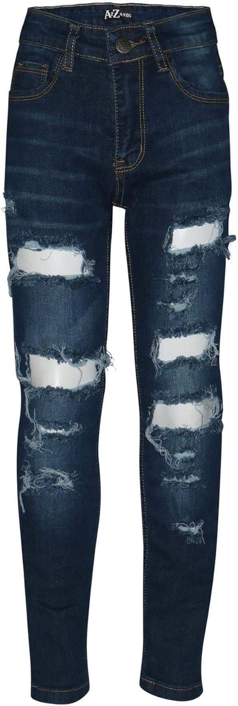 Boys Ripped Denim Jeans Comfortable Stretch Skinny Pants Trousers Lightweight Trendy Summer Pants Age 3-13 Years