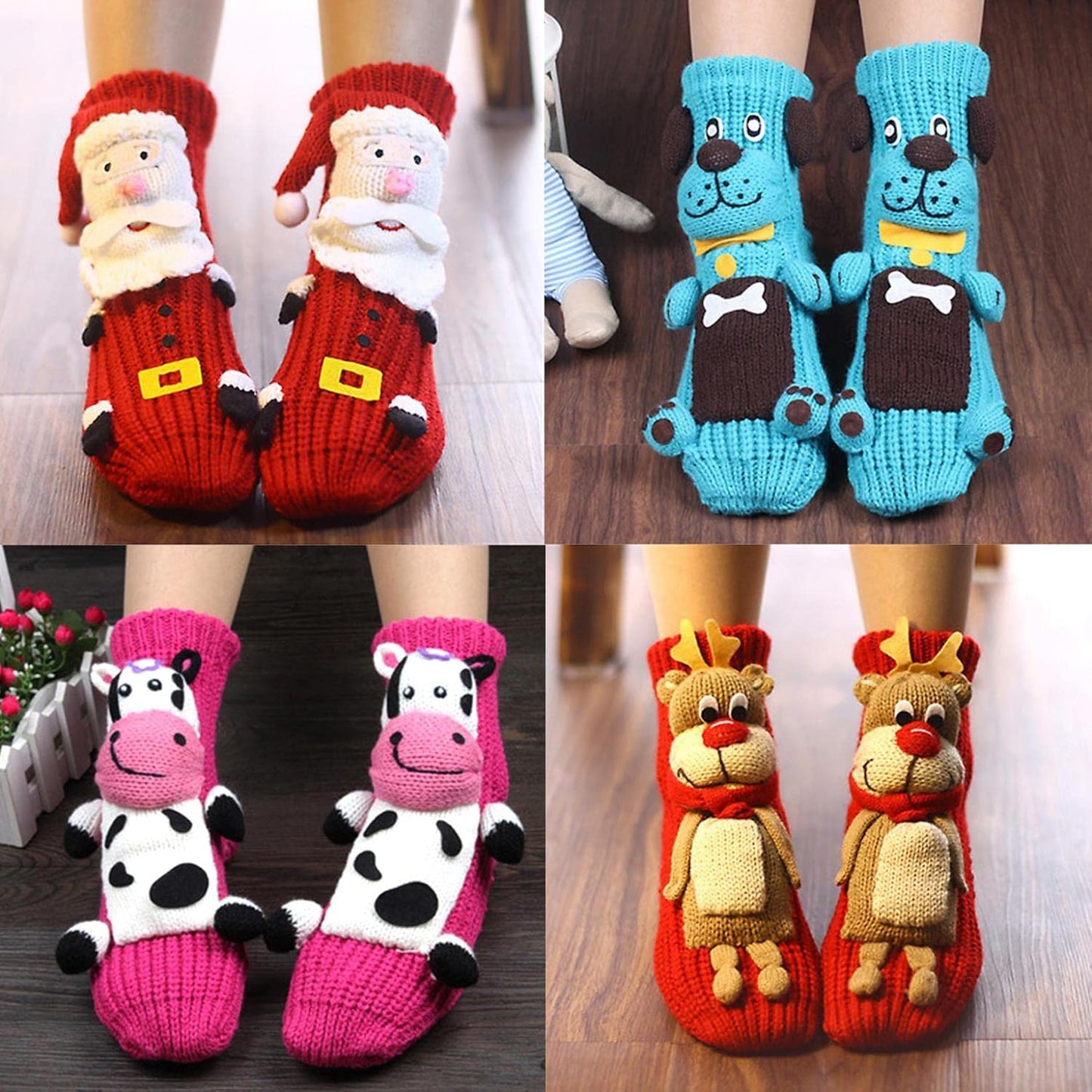 Women'S Christmas Socks, Sleep Socks, Cute Socks, Three-Dimensional Cartoon Woolen Socks, Thickened Winter Warm Socks