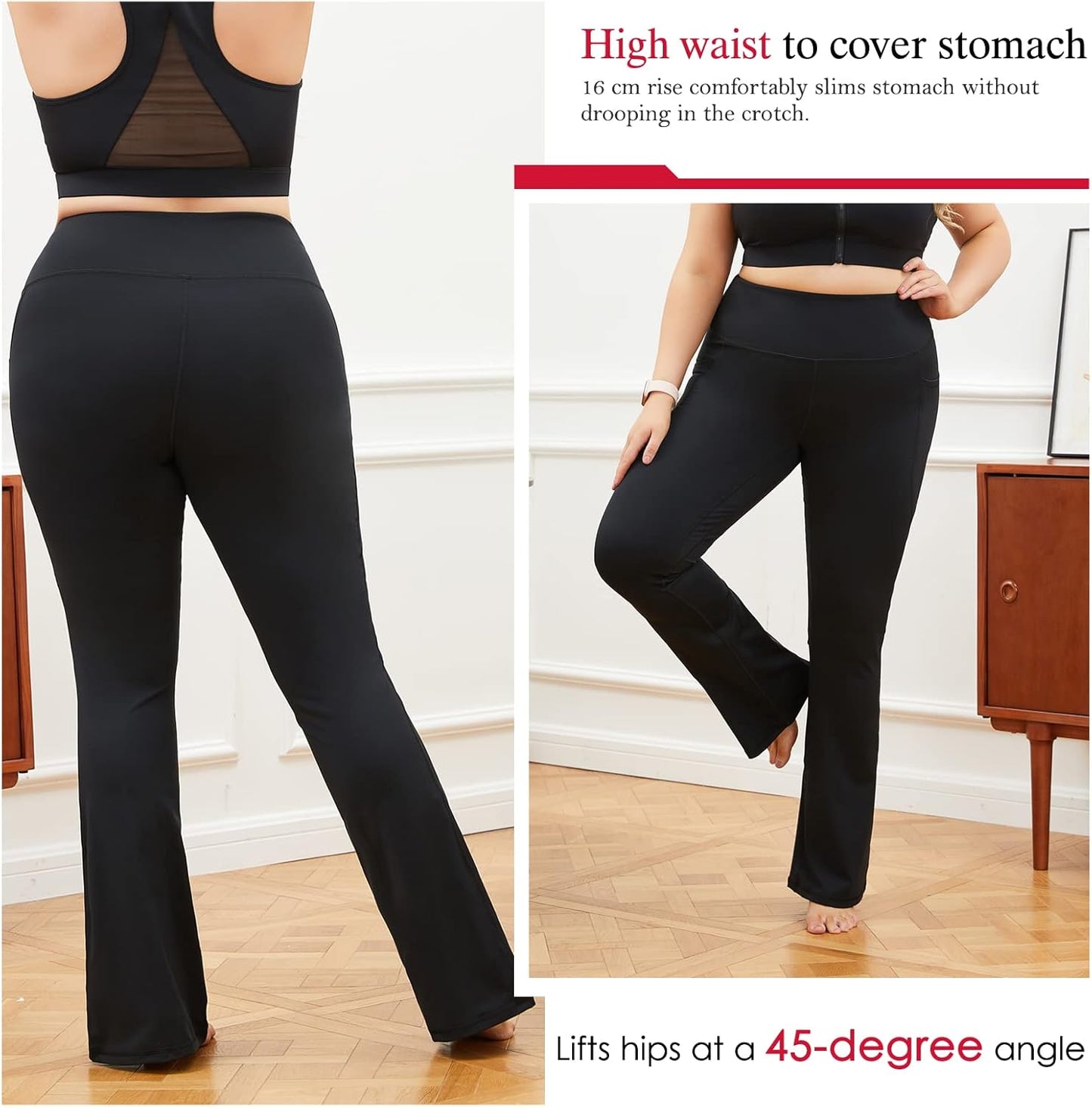 plus Size Dress Yoga Pants High Waisted Stretch Bootcut Flared Leg Pants for Workout Work