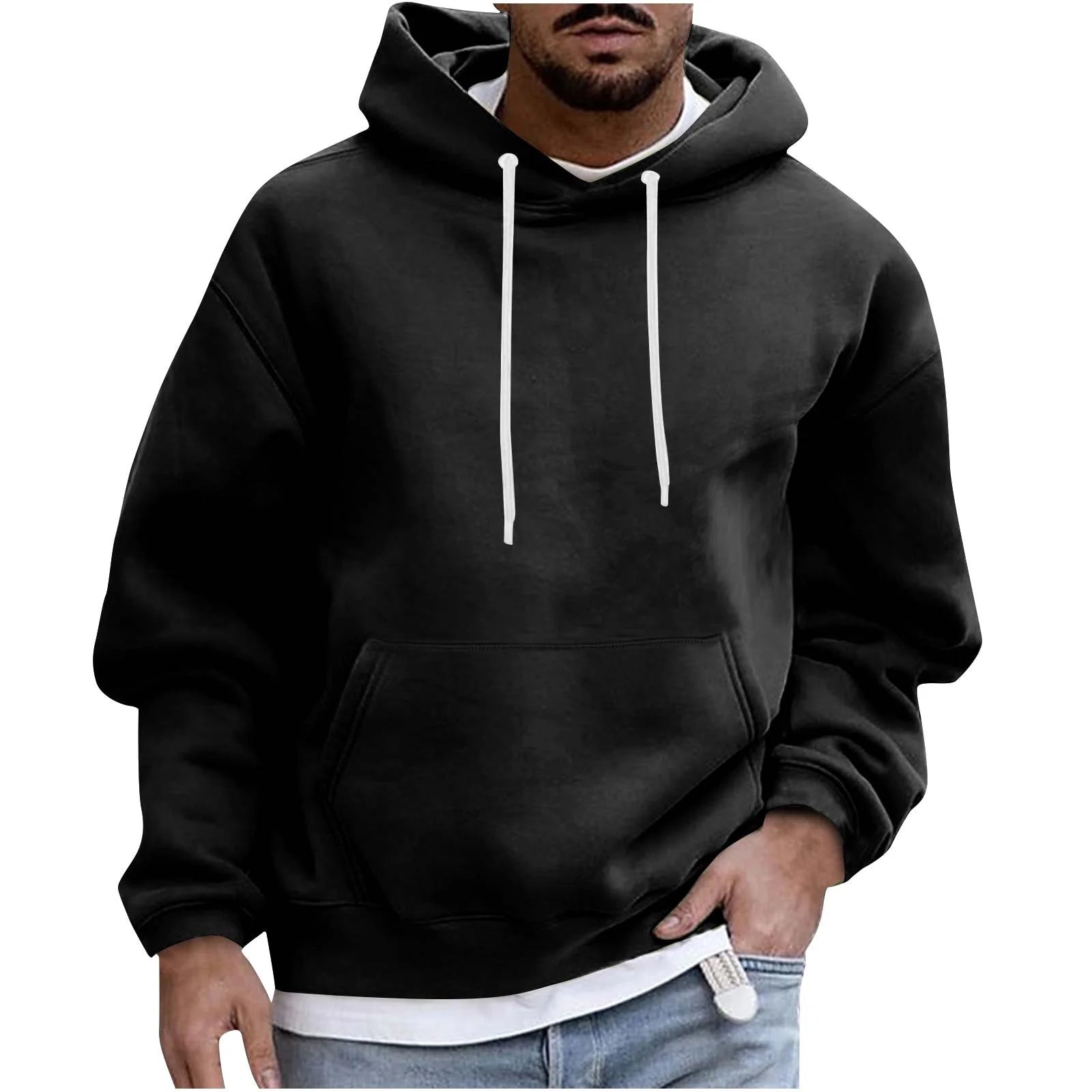 Hoodie for Men Big and Tall,Men Casual Overiszed Hoodies round Neck with Pocket Pullover Long Sleeve Tops Sweatshirt