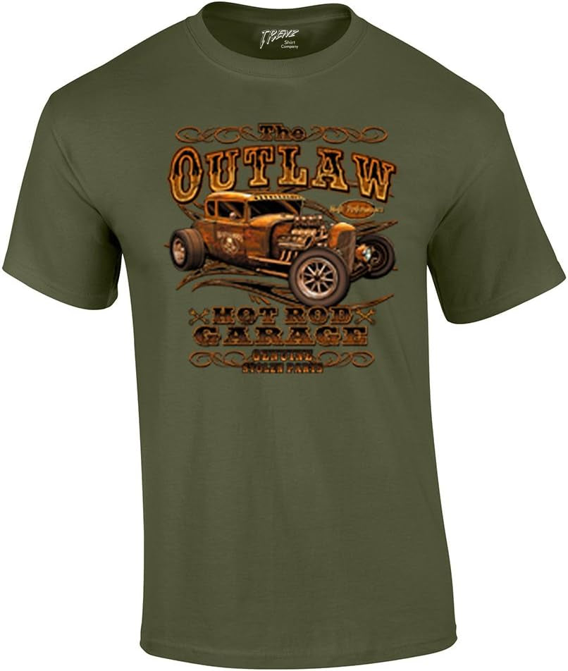 Hot Rod Classic Cars T-Shirt the Outlaw Garage Genuine Stolen Parts Vintage Vehicles Tee Mechanic Car Enthusiast Racing