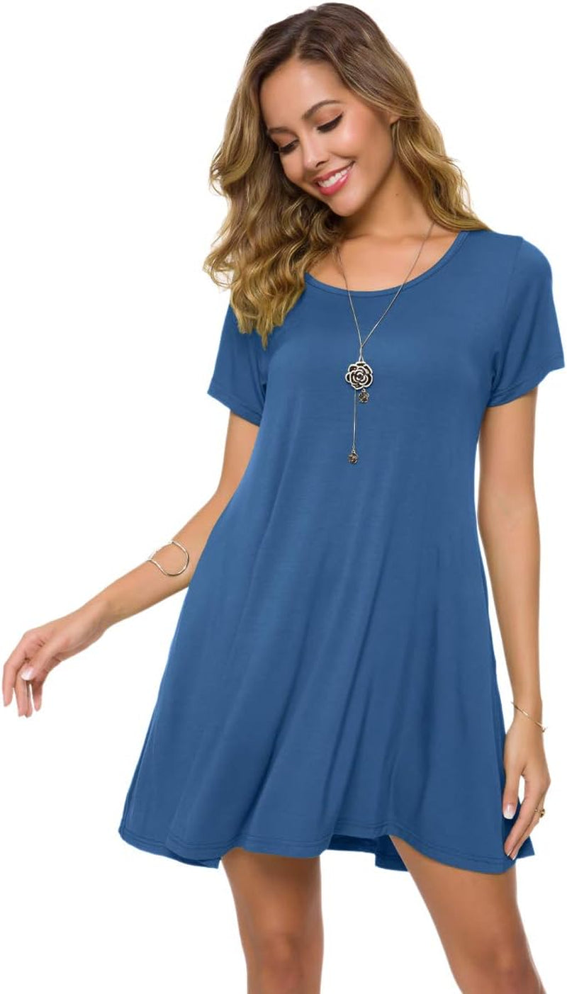 plus Size Casual T Shirt Dresses for Women Flowy Swing Tunic Dress Pockets