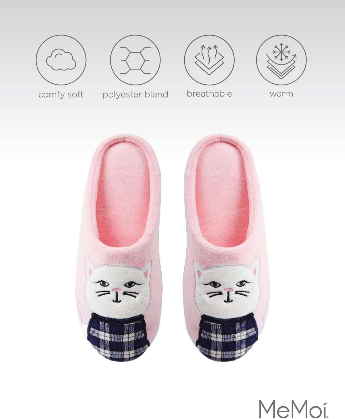 Women'S Plaid Cat Plush Hard Bottom Slippers