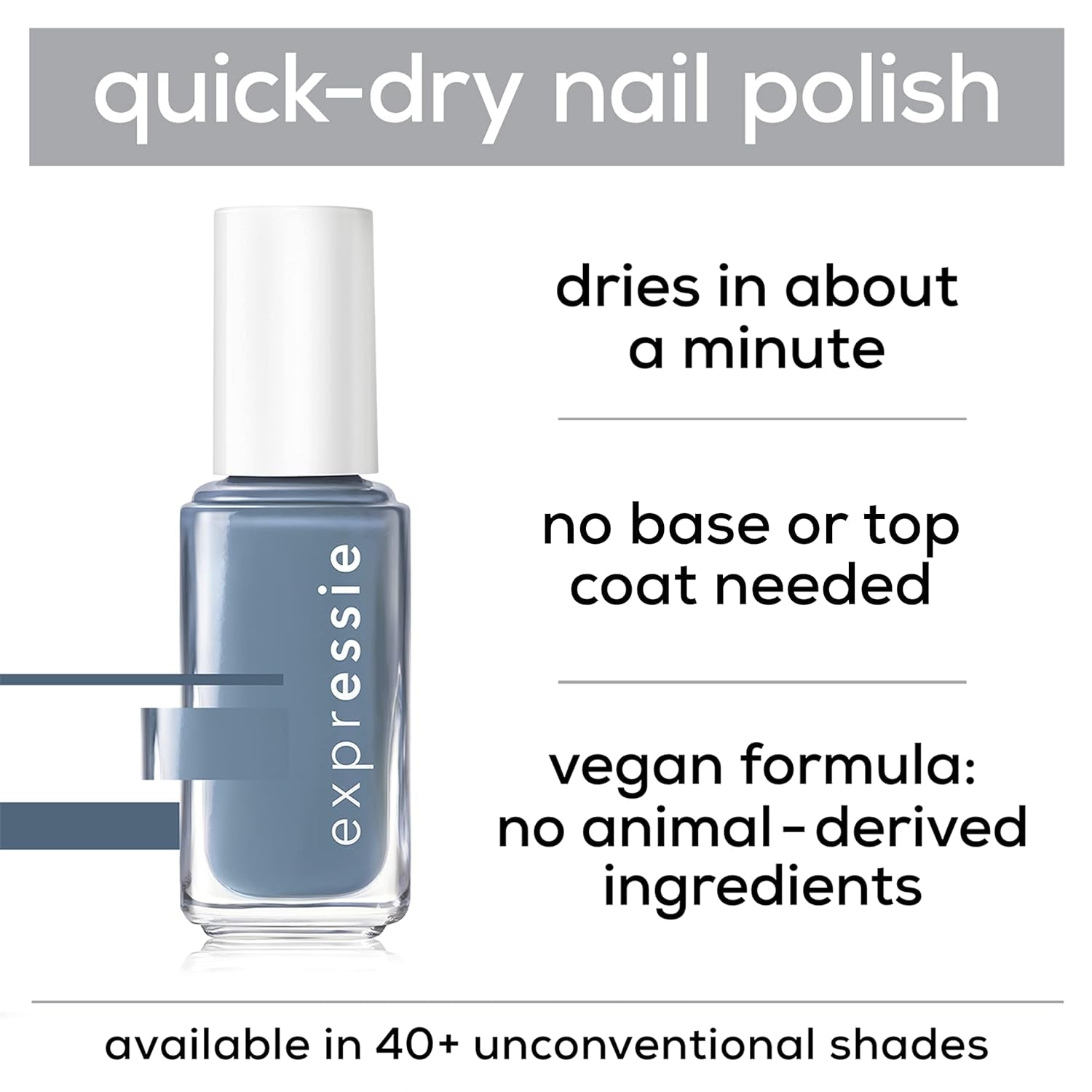 Expr Quick-Dry Vegan Nail Polish, Mid-Day Mocha, Cool Toned Soft Brown, 0.33 Ounce